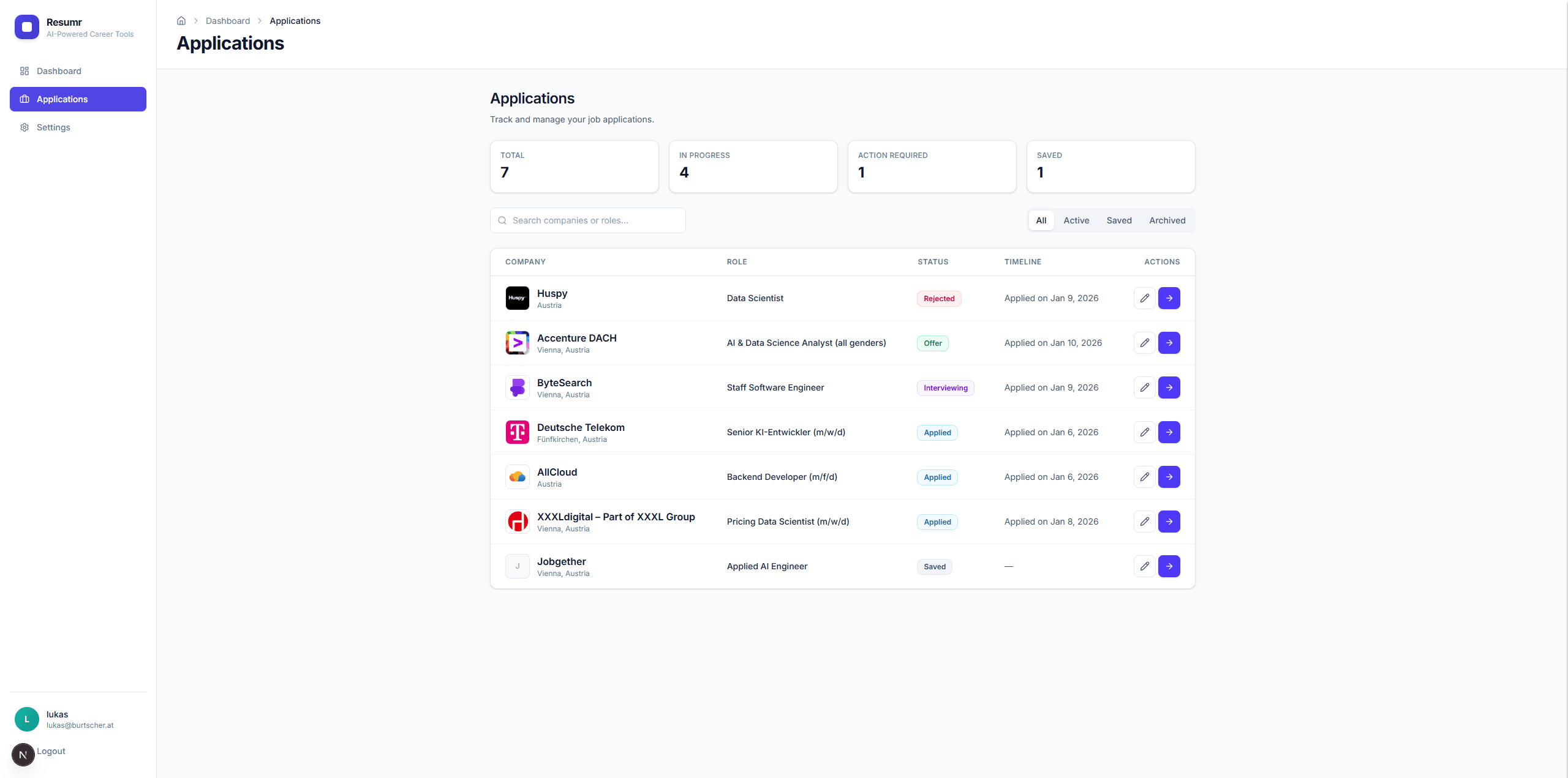 Resumr Dashboard